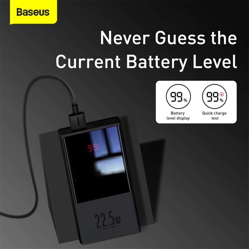 Baseus 10000 20000mAh Mini Power Bank 22 5W Quick Charging External Battery Charger Digital Display PD 4
