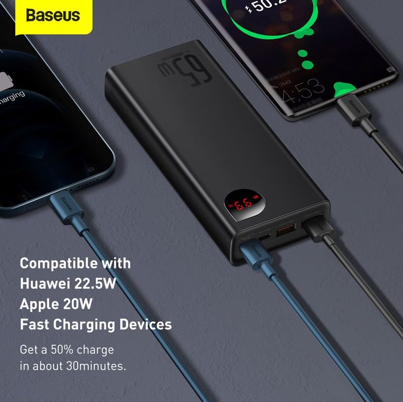 Baseus Adaman Metal Digital Display Quick Charge Power Bank 20000mAh 65W Black 8