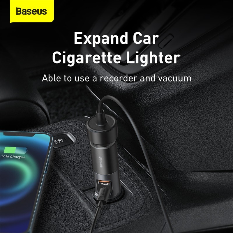 Baseus USBType C 120W Share Together Fast Car Charger with Cigarette Lighter Expansion Port 6