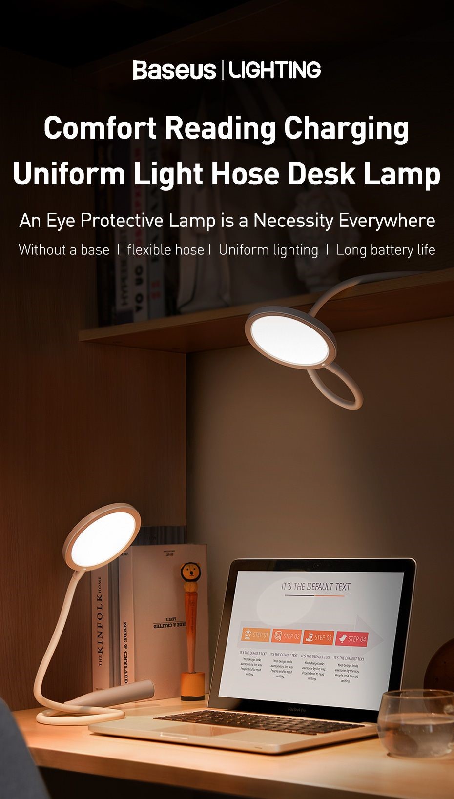 baseus comfort reading charging uniform light hose desk lamp white 1