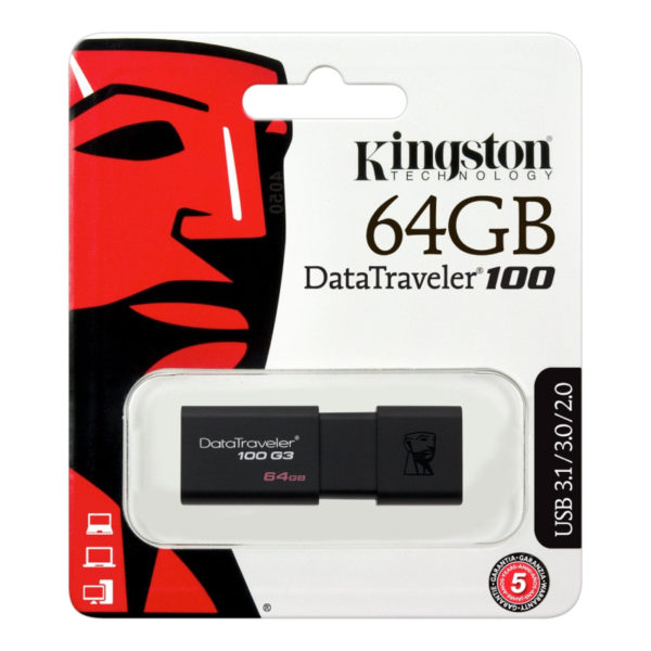 Kingston Data Traveler 100 G3 USB 3.0 Flash Drive Memory Stick Up to 100M/Bs - 64GB