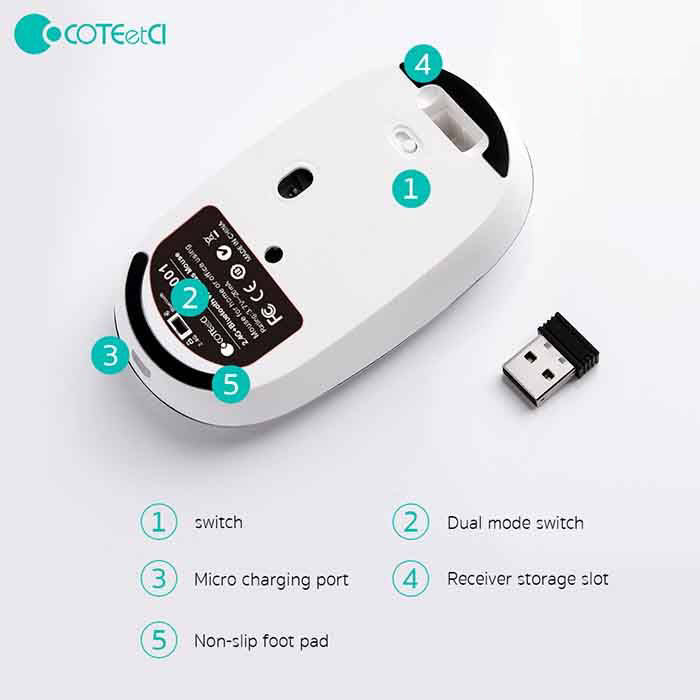 coteetci lightweight dual mode wireless mouse 4 1