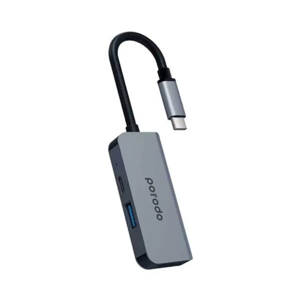 Porodo 3 in 1 Aluminum USB-C to HUB