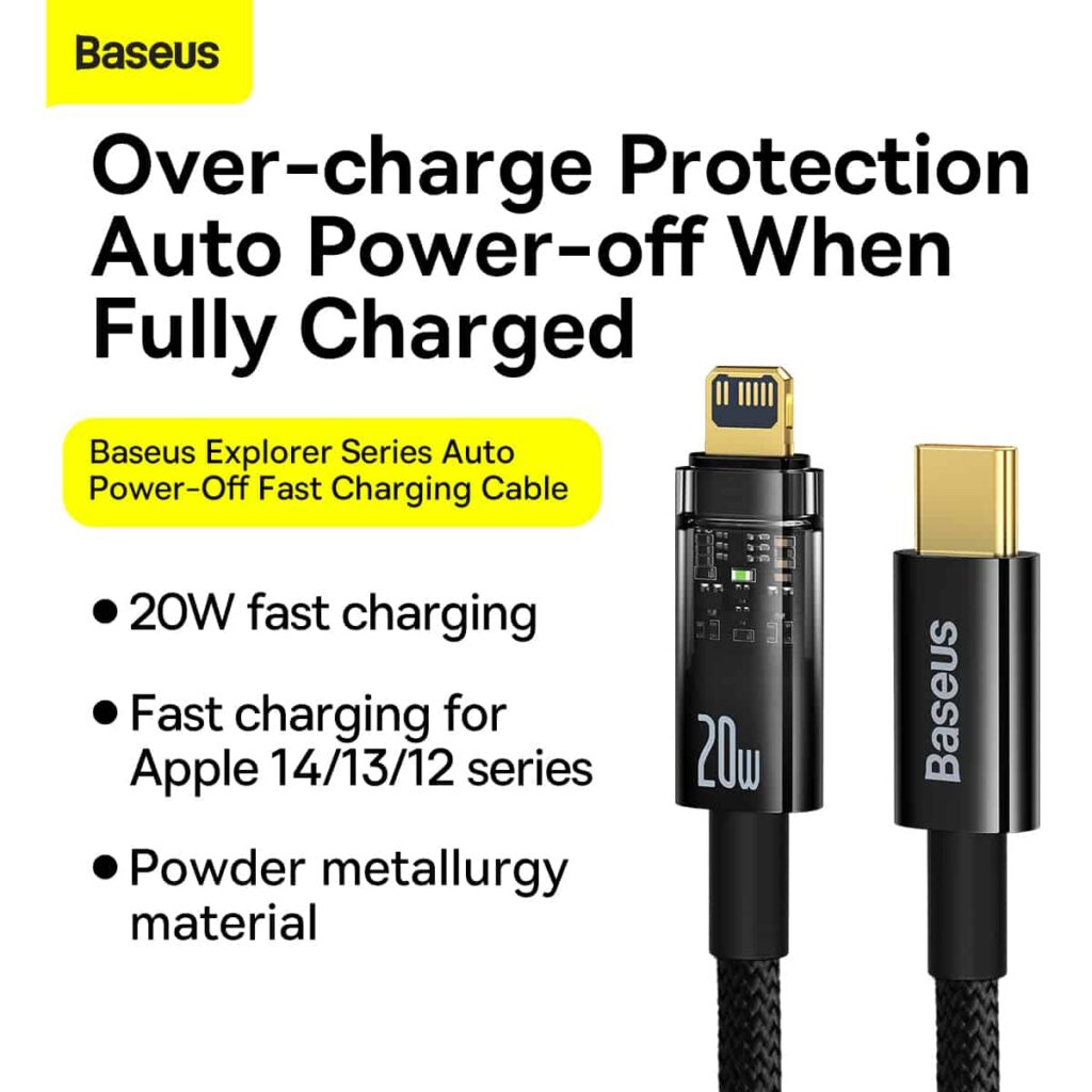 Baseus Explorer Series Auto Power-Off Fast Charging Data Cable Type-C to iPhone 20W