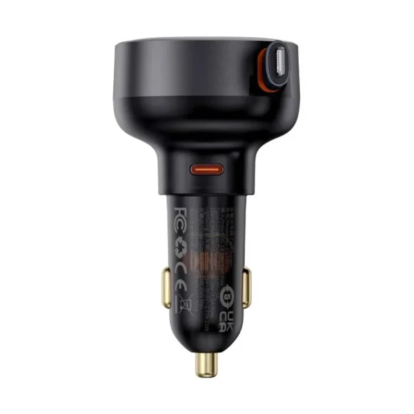 Baseus 55W Enjoyment Pro Car Charger C+Retractable iP Cable Cluster Black