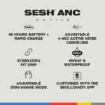 skullcandy Sesh ANC Active Wireless Noise Canceling Sport Earbuds - Image 3
